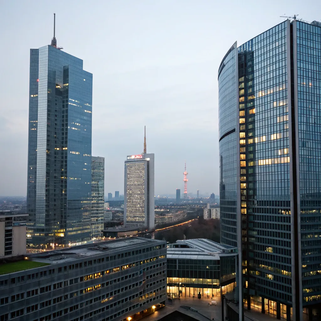 Skyline view of modern office buildings